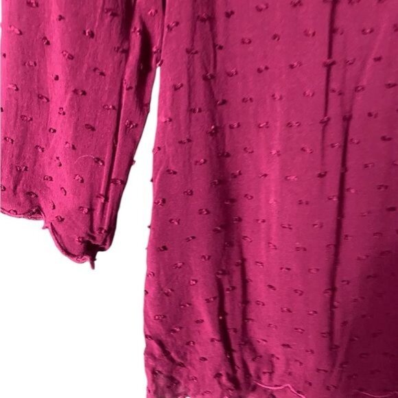 Anthropologie Maeve Women’s  Swiss Dot Blouse Size‎ 4 Maroon Scalloped Edge - Picture 3 of 10